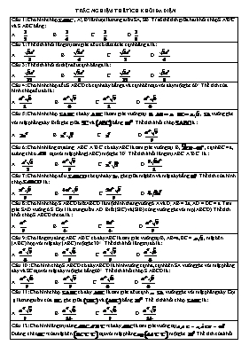 Bài tập trắc nghiệm Thể tích khối đa diện Lớp 12